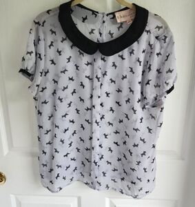 Philosophy White and Black Patterned Blouse